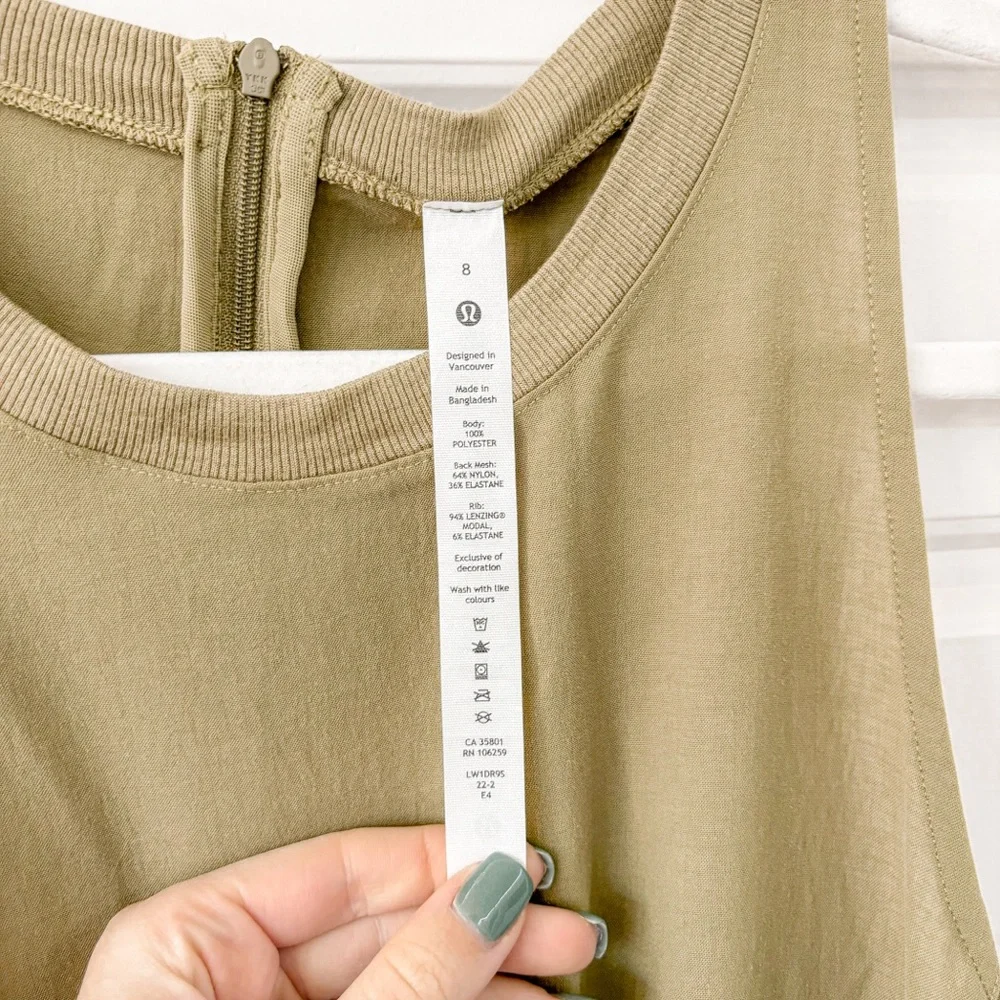 Lululemon Mesh Overlay High-Neck Dress Bronze Green